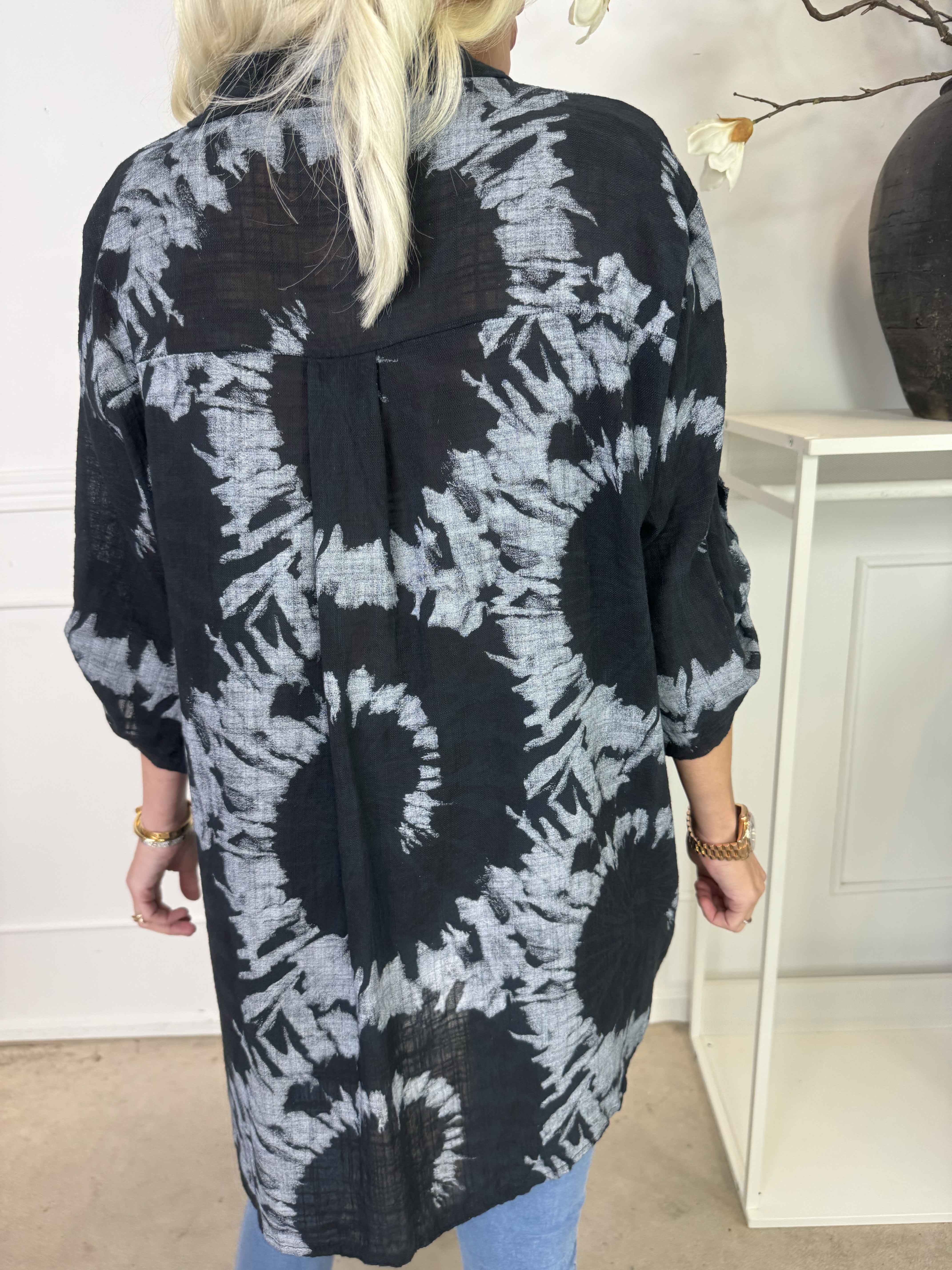 Akella - Mönstrad skjorta i ljust bomullstyg